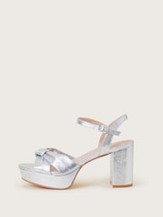 Monsoon Silver Metallic Twist Knot Sandals - Image 2 of 3