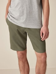 Sage Green Linen Viscose Shorts - Image 1 of 9