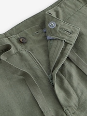 Sage Green Linen Viscose Shorts - Image 6 of 9