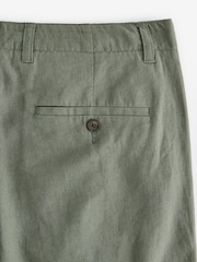 Sage Green Linen Viscose Shorts - Image 7 of 9