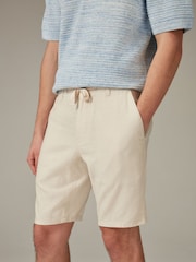 Ecru White Linen Viscose Shorts - Image 1 of 10