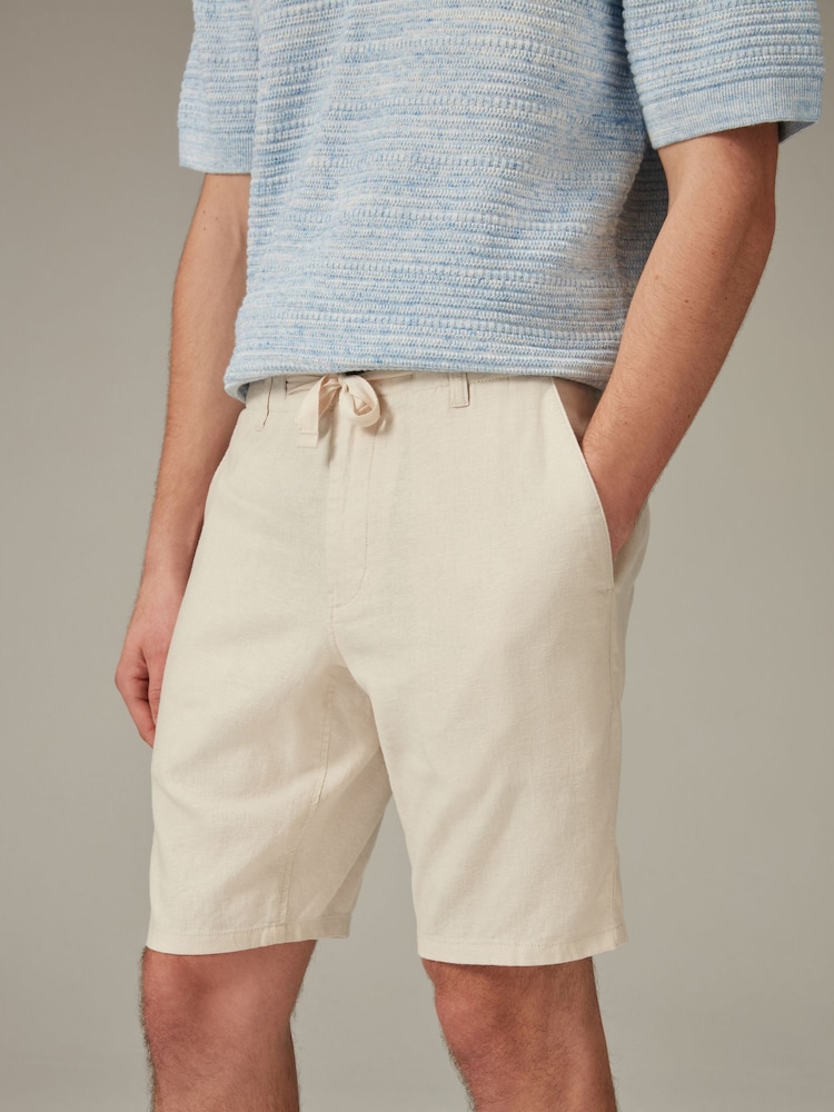 Ecru White Linen Viscose Shorts - Image 1 of 10