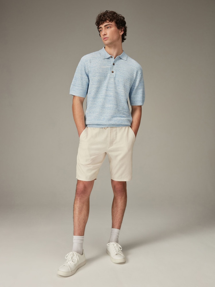 Ecru White Linen Viscose Shorts - Image 2 of 10
