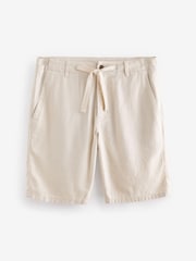 Ecru White Linen Viscose Shorts - Image 6 of 10