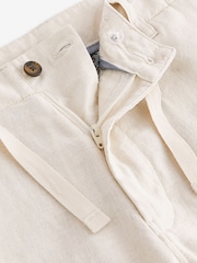 Ecru White Linen Viscose Shorts - Image 7 of 10