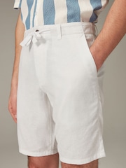 White Linen Viscose Shorts - Image 1 of 11