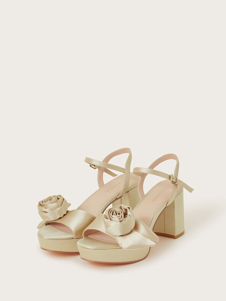 Monsoon Gold Rosette Platform Heels - Image 1 of 3 Monsoon Gold Rosette Platform Heels - Image 1 of 3