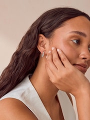 Sterling Silver Floral Hoops Earrings - Image 2 of 4