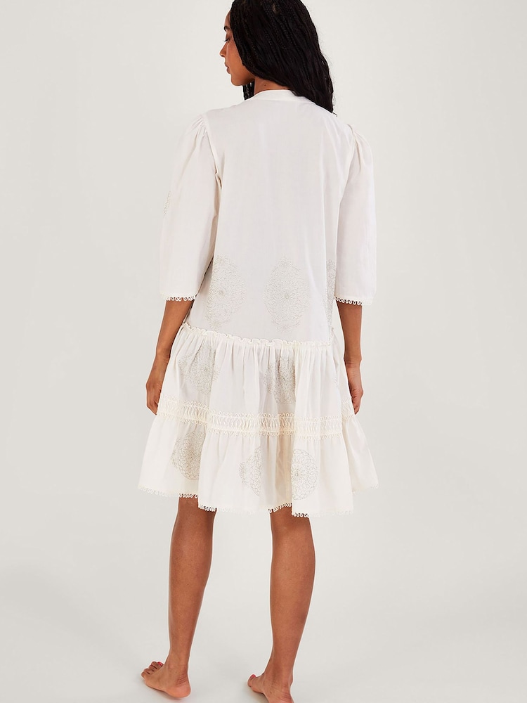 Monsoon Natural Penny Embroidered Kaftan - Image 2 of 4 Monsoon Natural Penny Embroidered Kaftan - Image 2 of 4