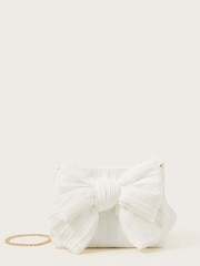 Monsoon White Pleated Bow Bag - Image 1 of 3