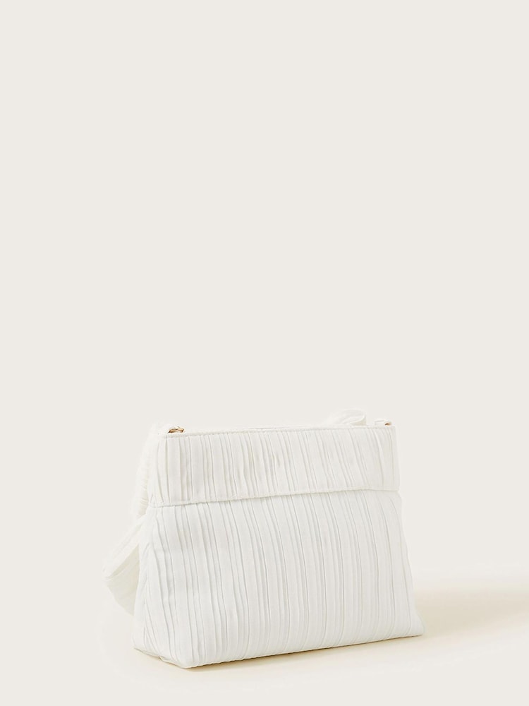 Monsoon White Pleated Bow Bag - Image 2 of 3