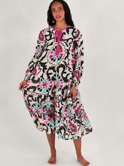 Monsoon Black Print Avelle Kaftan - Image 1 of 5