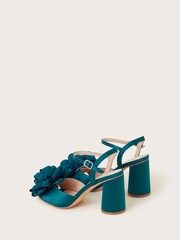 Monsoon Blue Petal Corsage Satin Heel Sandals - Image 3 of 3
