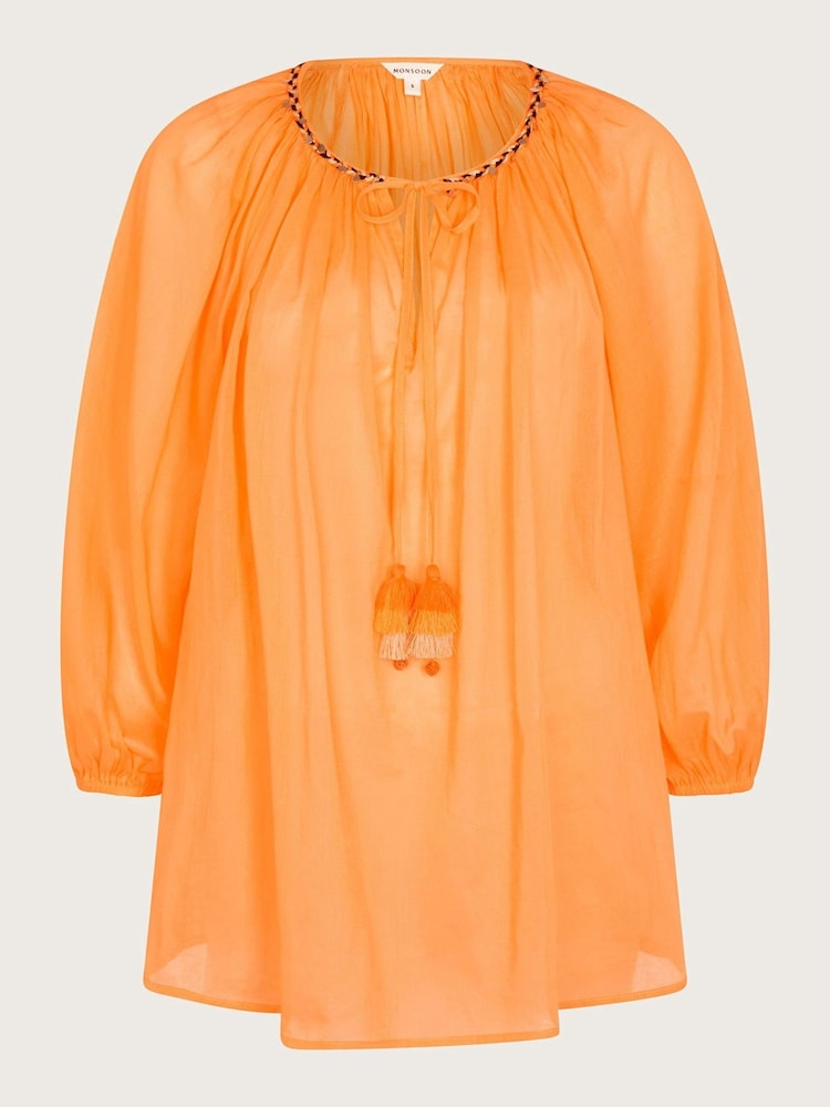 Monsoon Orange Amy Tie Neck Top - Image 5 of 5 Monsoon Orange Amy Tie Neck Top - Image 5 of 5
