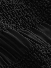 Black Short Sleeve Smock Tie Back Top - Image 7 of 7