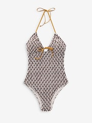 Tan/Ecru Scion at Next Metsa Halterneck Tummy Control Swimsuit - Image 5 of 5