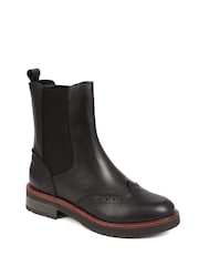 Jones Bootmaker Black Brogue Detail Leather Chelsea Boots - Image 1 of 5