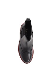 Jones Bootmaker Black Brogue Detail Leather Chelsea Boots - Image 4 of 5