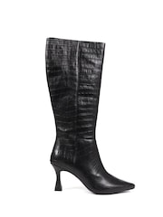 Jones Bootmaker Knee-High Leather Heeled Black Boots - Image 1 of 5