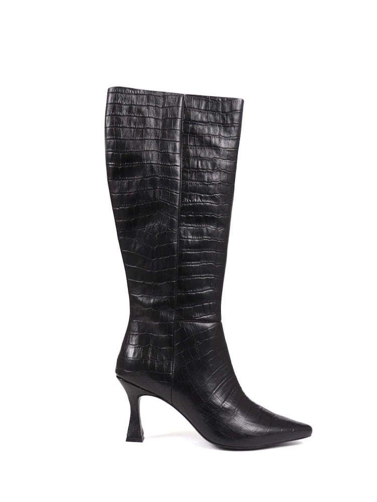 Jones Bootmaker Knee-High Leather Heeled Black Boots - Image 1 of 5