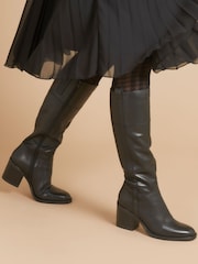 Jones Bootmaker Carmine Leather Knee High Black Boots - Image 1 of 5