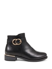 Pavers Black Buckle Detail Ankle Boots - Image 1 of 5