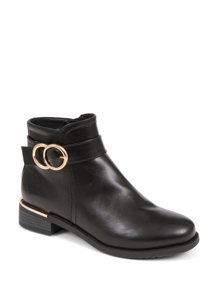 Pavers Black Buckle Detail Ankle Boots - Image 2 of 5