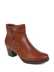 Pavers Brown Block Heel Ankle Boots - Image 2 of 5