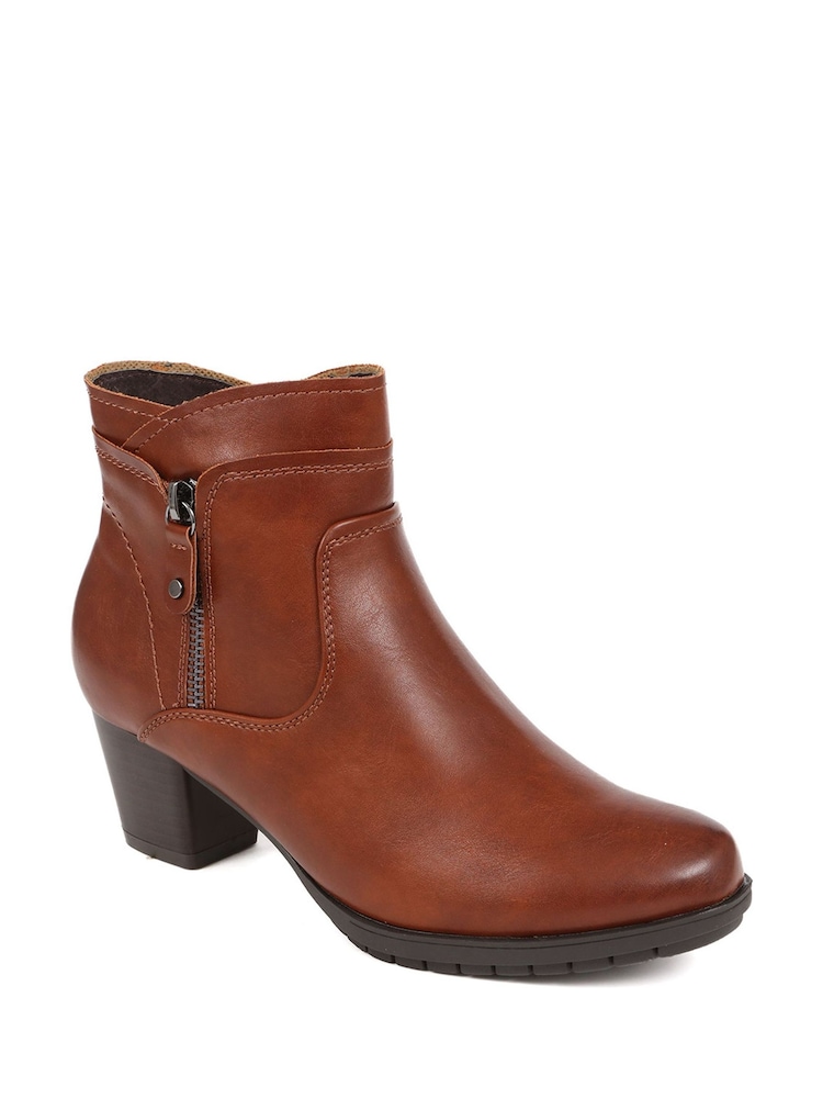 Pavers Brown Block Heel Ankle Boots - Image 2 of 5