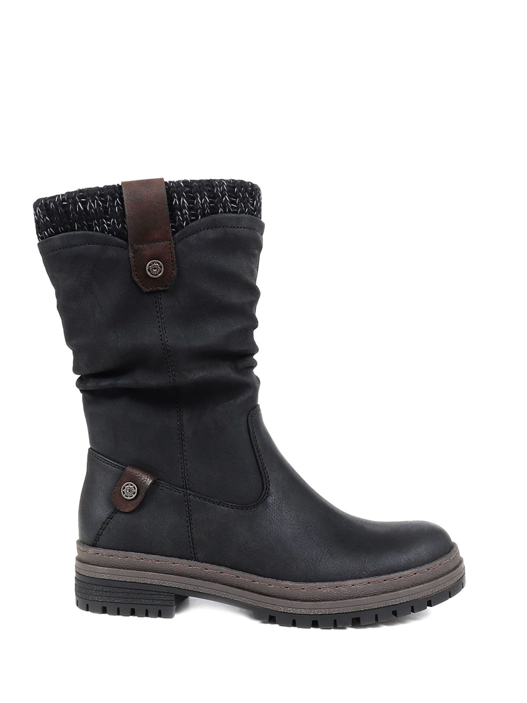 Womens Pavers Casual Mid Calf Black Boots Black