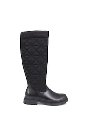 Pavers Black Quilted Knee Length Boots - Image 1 of 5