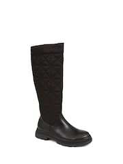 Pavers Black Quilted Knee Length Boots - Image 2 of 5