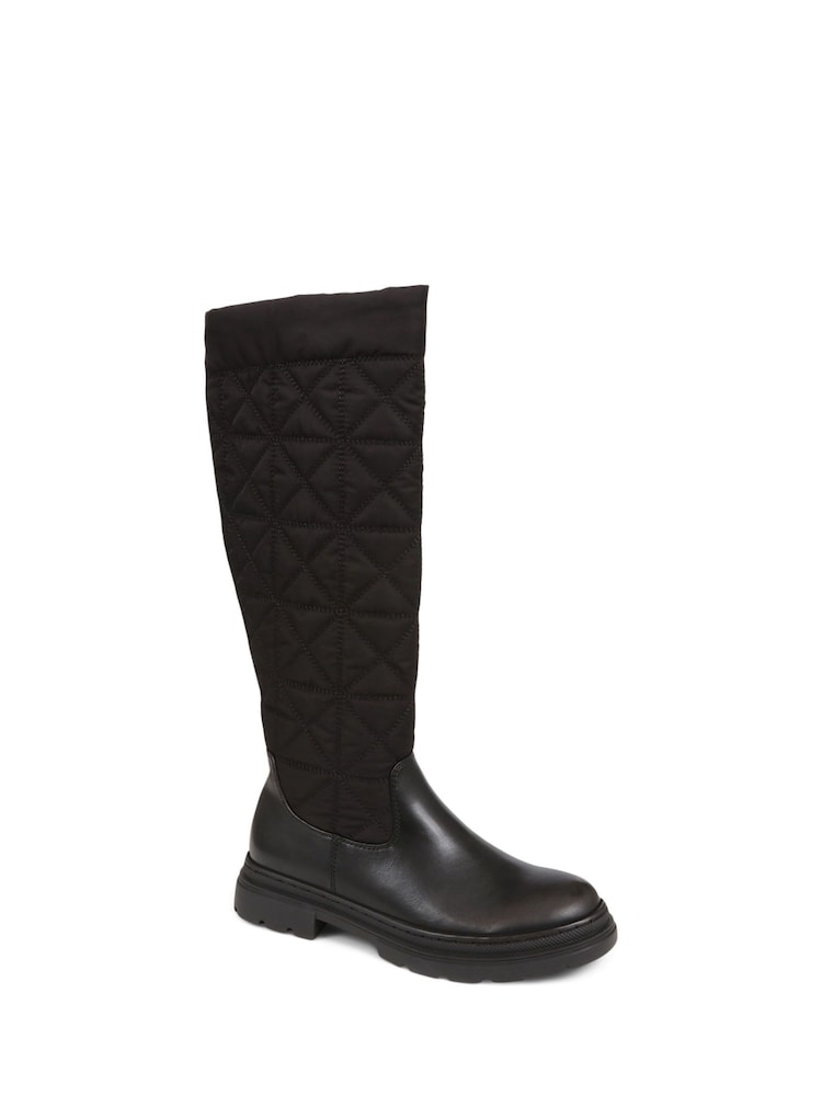 Pavers Black Quilted Knee Length Boots - Image 2 of 5