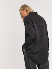 Simply Be Black Relaxed Fit Satin Shirt - Image 2 of 4