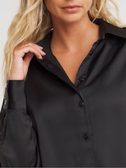 Simply Be Black Relaxed Fit Satin Shirt - Image 4 of 4