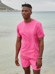 Pink Bright Regular Fit Essential Crew Neck 100% Cotton T-Shirt - Image 4 of 8