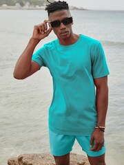 Blue Aqua Regular Fit Essential Crew Neck T-Shirt - Image 1 of 8