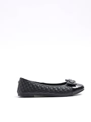 River Island Black Bow Quilted Ballet Pumps - Image 1 of 4