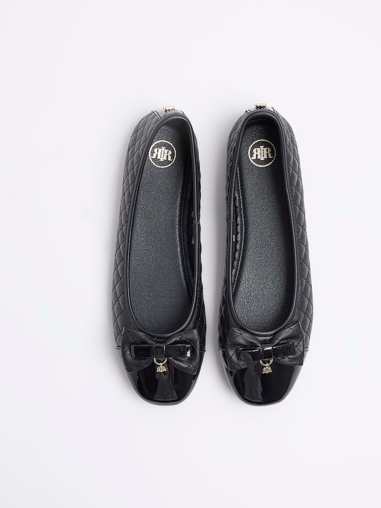 River Island Black Bow Quilted Ballet Pumps - Image 4 of 4