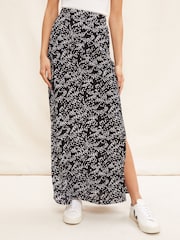 Friends Like These Black/White Petite Crinkle Split Tie Side Maxi Skirt - Image 1 of 4