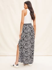 Friends Like These Black/White Petite Crinkle Split Tie Side Maxi Skirt - Image 2 of 4
