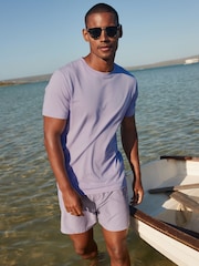 Purple Lilac Regular Fit Essential Crew Neck 100% Cotton T-Shirt - Image 3 of 8