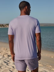 Purple Lilac Regular Fit Essential Crew Neck 100% Cotton T-Shirt - Image 4 of 8