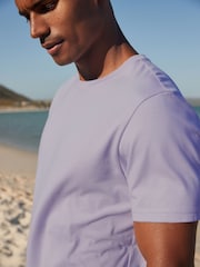 Purple Lilac Regular Fit Essential Crew Neck 100% Cotton T-Shirt - Image 5 of 8