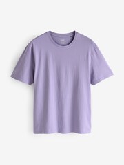 Purple Lilac Regular Fit Essential Crew Neck 100% Cotton T-Shirt - Image 6 of 8