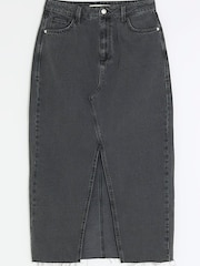 River Island Grey Split Front Denim Midaxi Skirt - Image 5 of 6