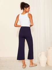 Friends Like These Navy Blue Belted Jersey Wide Leg Culotte Trousers - Image 4 of 4
