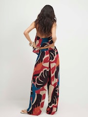 River Island Brown Leaf Print Wide Leg Trousers - Image 2 of 4