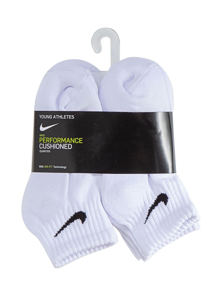 Nike White Kids Little Performance Ankle Socks 6 Pack - Image 4 of 4 Nike White Kids Little Performance Ankle Socks 6 Pack - Image 4 of 4
