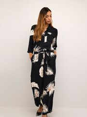 Kaffe Black Rutie 3/4 Sleeve Jumpsuit - Image 1 of 5